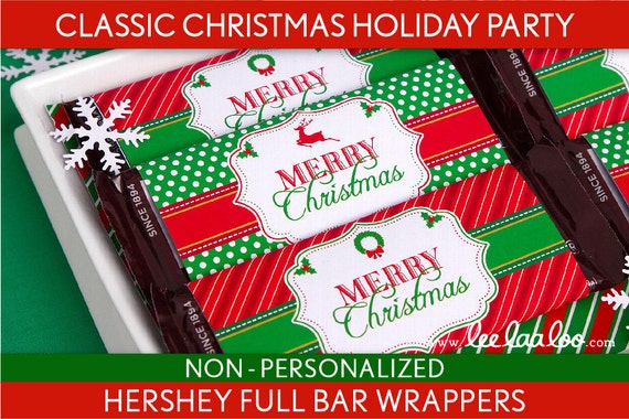 Classic Christmas Holiday Party - Hershey Full Bar Wrappers NonPersonalized Printable //Classic Christmas - H2Nm Il_570xn