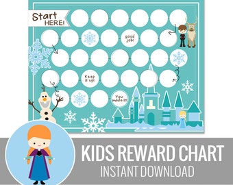  chart snow princess printable behavior chart routine chart us 5 00