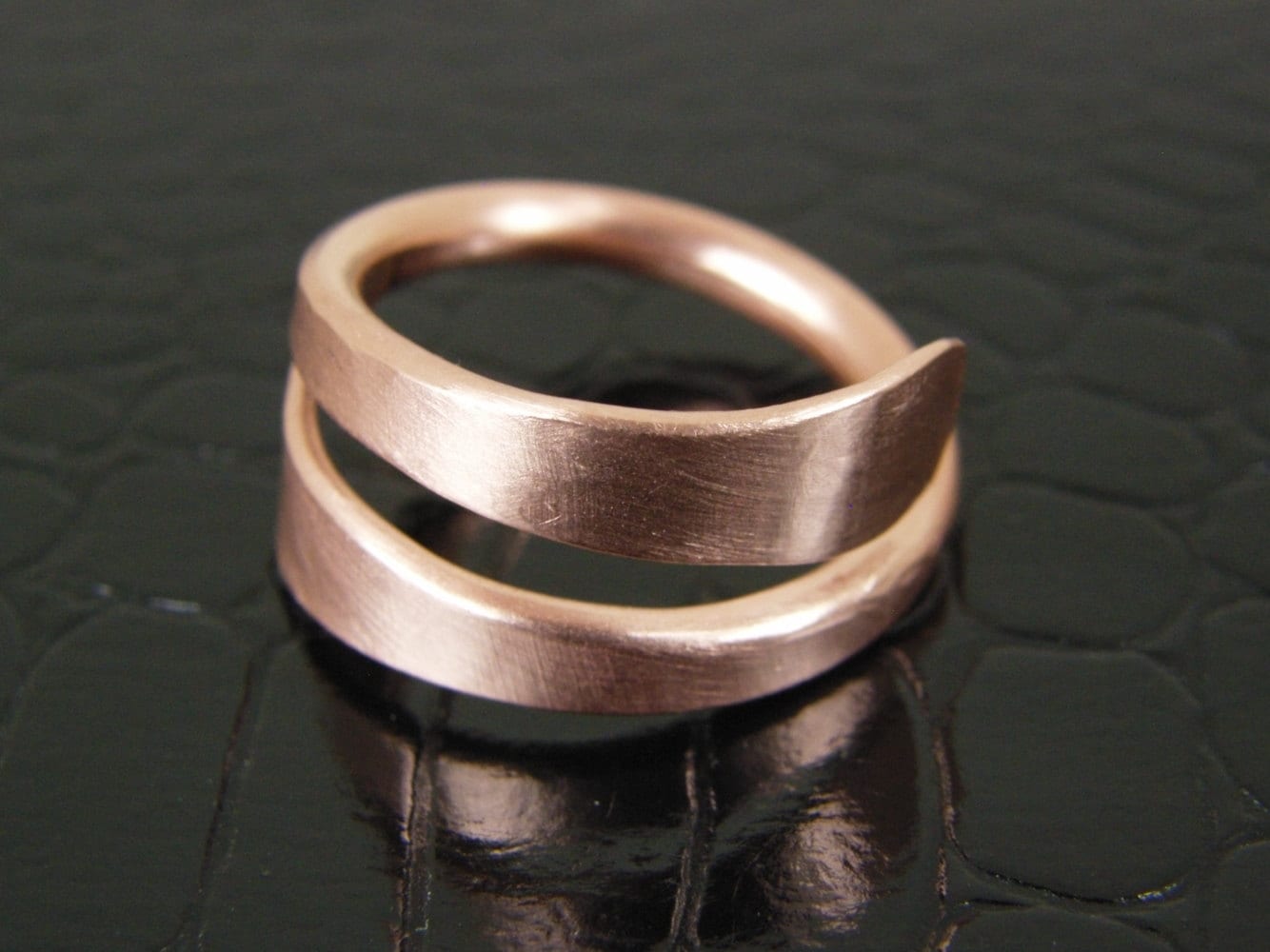 Hammered Copper Ring Mens or Womens Bare Copper Wire Ring