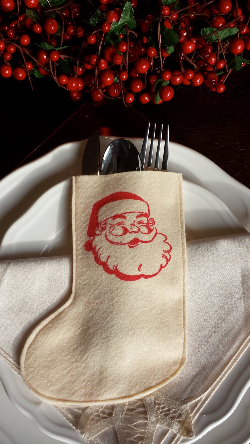 Holiday Silverware holders christmas silverware stockings