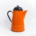 Vintage Enamel Orange Teapot Coffee Kettle