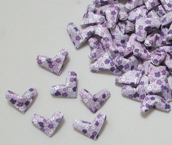 Small Origami Hearts 55: Purple Cherry Blossom Pattern by ...