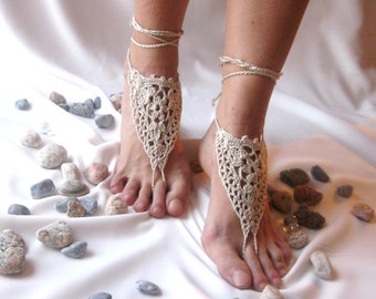Barefoot cotton crochet sandals Cr ochet foot jewelry ...