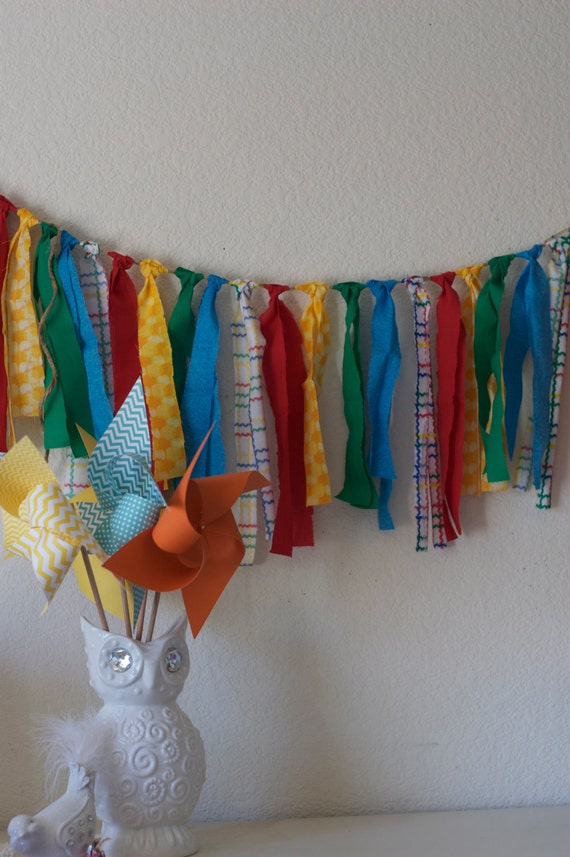 Wedding Garland Circus Party Rag Tie Banner Garland Custom