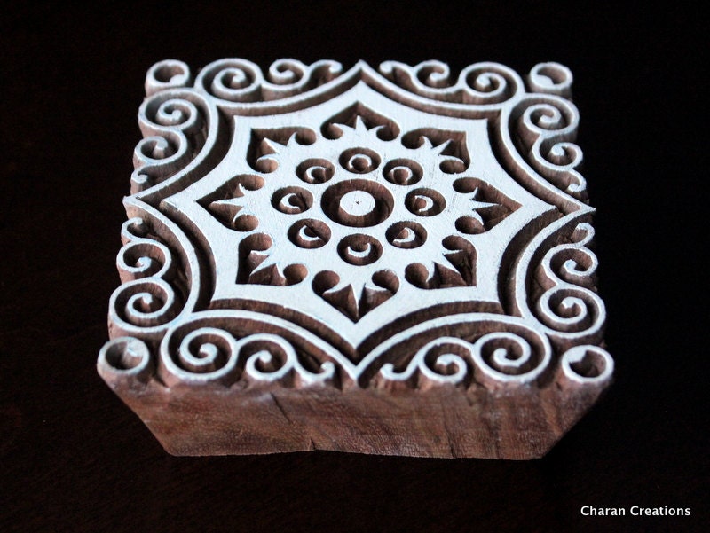 ON SALE Indian Wood Block Stamp Tjaps Hand Carved stamp
