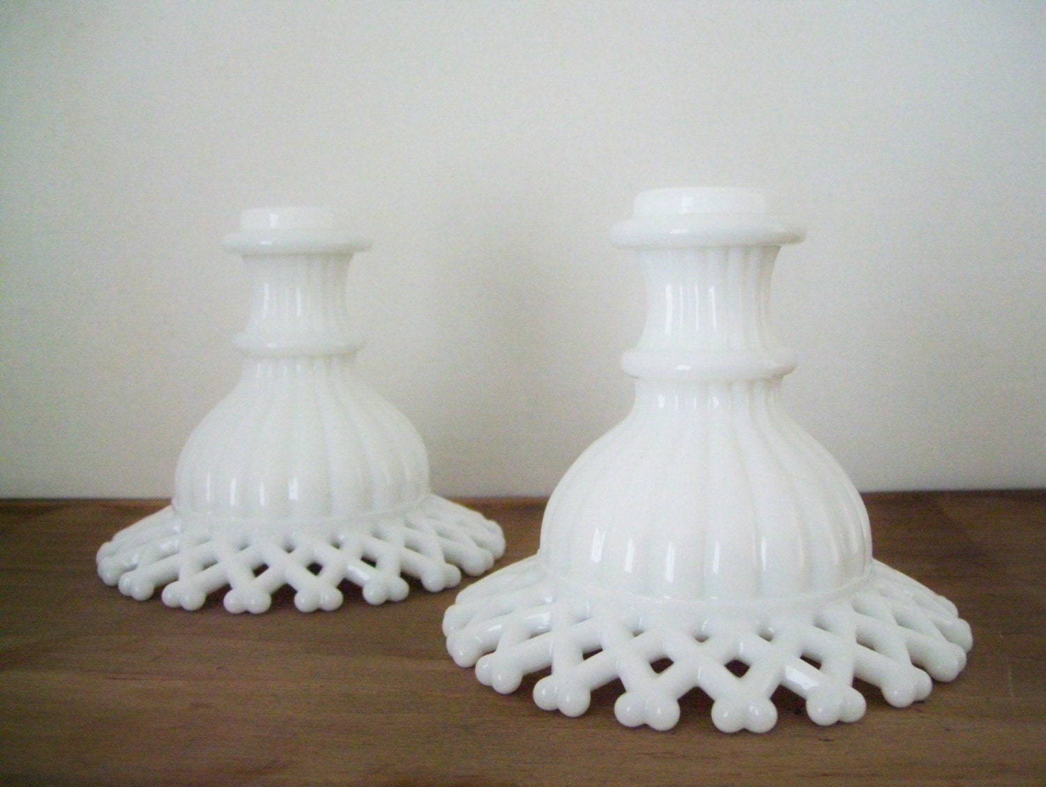 Vintage Milk Glass Candle Holders By Lakebreezevintage On Etsy