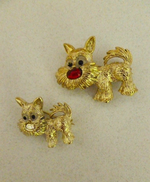 Vintage Goldtone Pair of Scotty Dog Pins