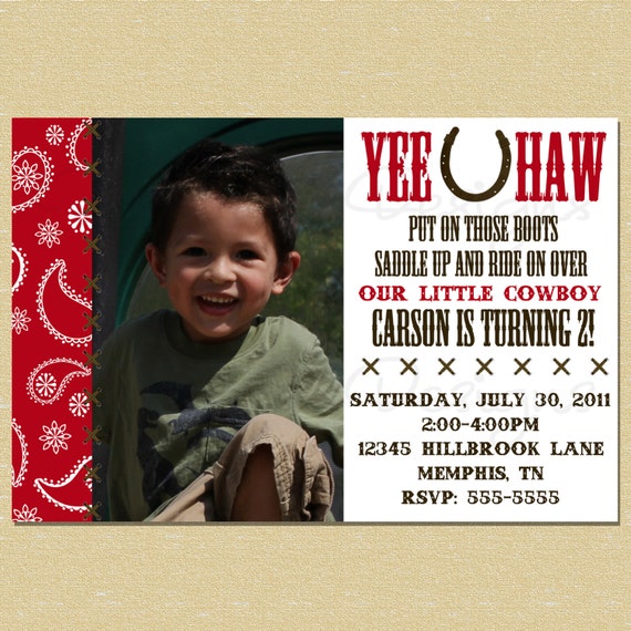 Yee-Haw Boy Western Birthday Invitation - Any Age Il_570xn