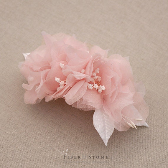 Pure Silk, Blush Pink Flower Bridal Headpiece, Bridal Flower Headpiece, Bridal Head Piece, Bridal Hair Accessories, Bridal Hair Flower Comb