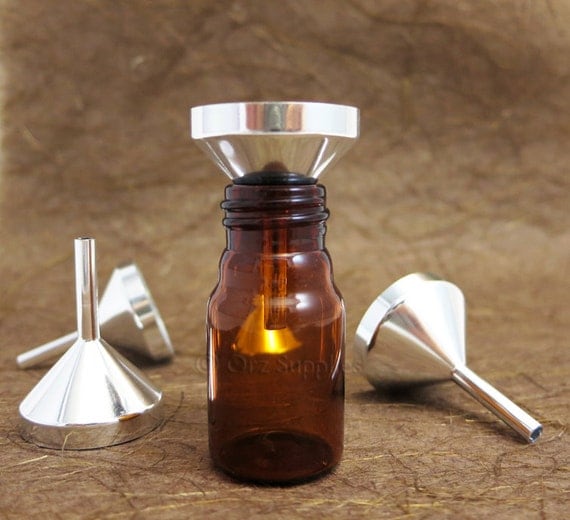 Mini aluminum metal funnel for small vials / bottles perfume