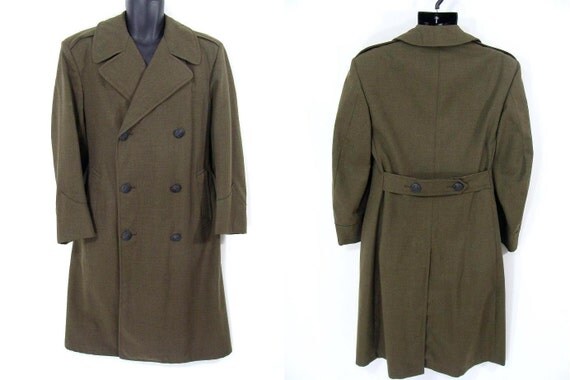 SALE was 139.95 Army Coat. vintage Wool Military Army Overcoat