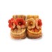 Knitted Baby Booties with Crochet Bell Flowers - Yellow Orange, 0 - 3 months
