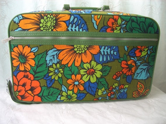 Vintage Child Suitcase Retro Floral Luggage Small Cloth