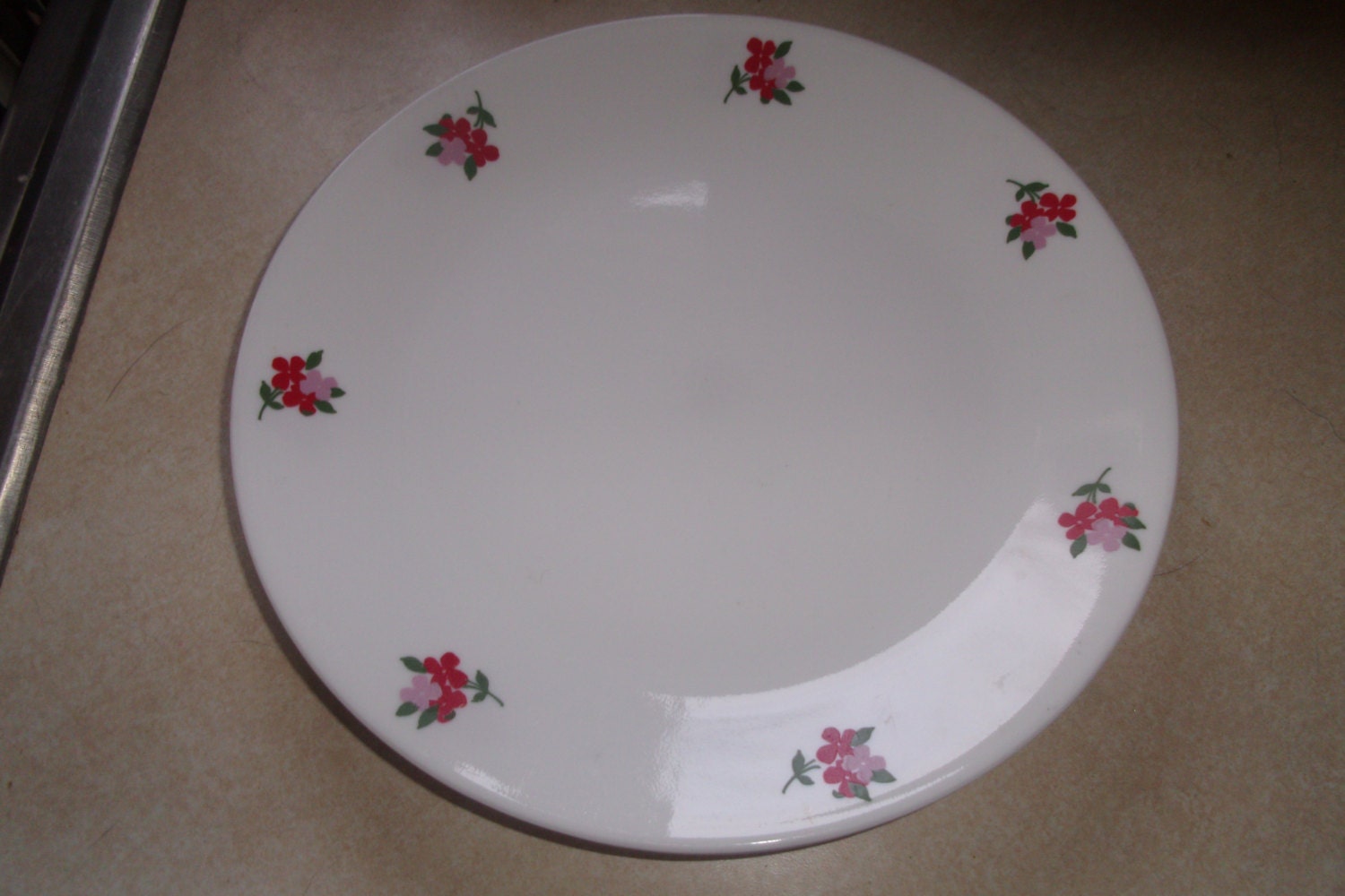 4 Vintage Corelle Red Floral Dinner Plates