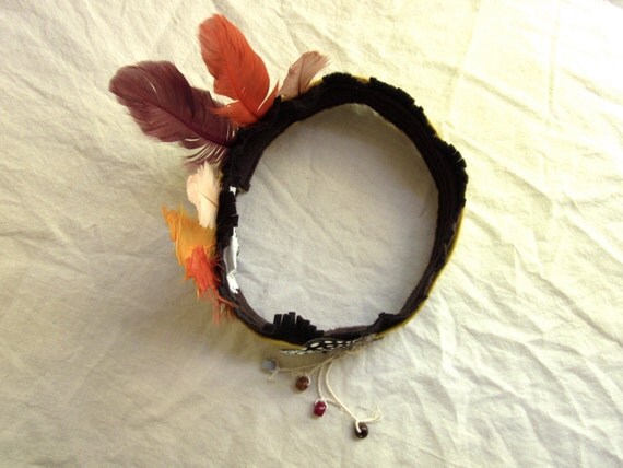 Indian Princess Headdress // YELLOW CREAM & GREEN // Stretch
