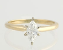 Diamond Marquise Solitaire Engagement Ring -14k Yellow & White Gold VG ...