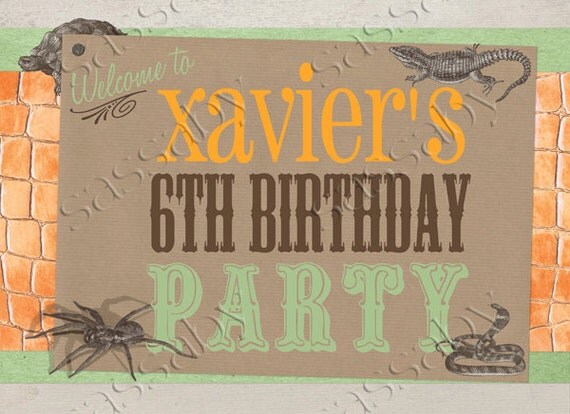 Reptile Party Sign - INSTANT DOWNLOAD - Editable & Printable Birthday Decorations by Sassaby Il_570xn