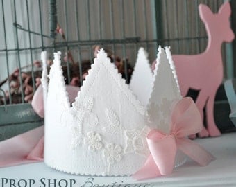 Girl's Shabby Birthday Crown, Special Occasion, dress up, photo prop