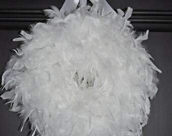Wedding Wreath-Wedding Decor-White Wreath-Wedding Ideas-White Feather Wreath-White Wedding Decor-Bridal Ideas