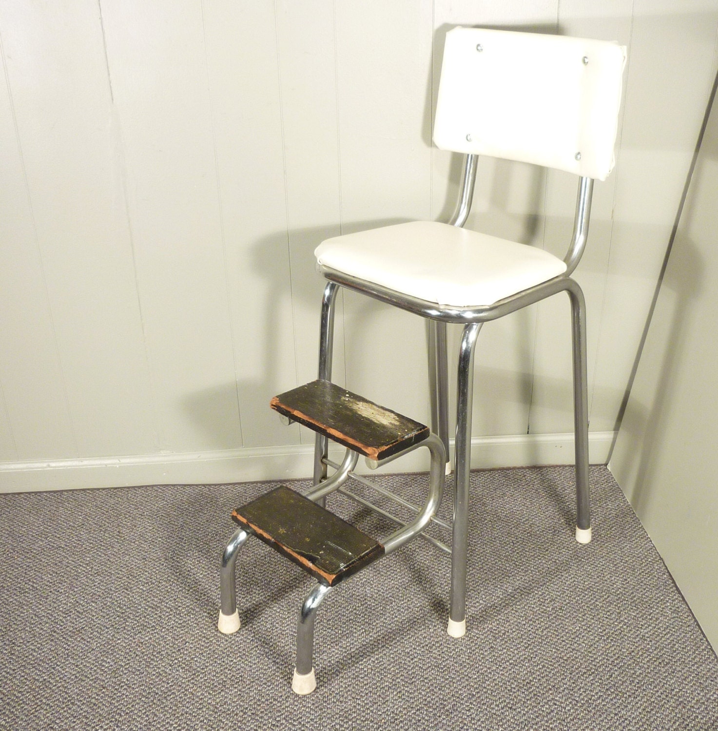 retro 50s vintage step stool kitchen stool chair by gillardgurl
