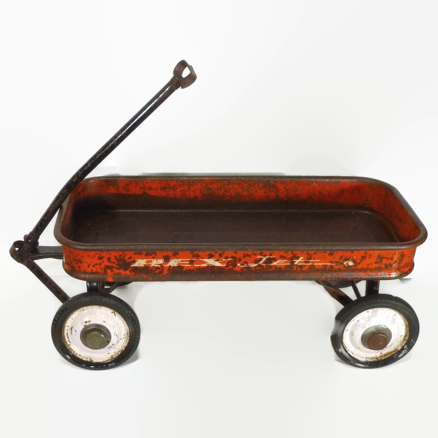 vintage red wagon rustic garden decor rex jet 60s