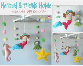 Baby Crib Mobile-Sea Animals Mobile-custom Made Mobile-Little Mermaid Mobile