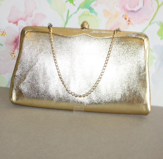 CLEARANCE Lovely Vintage Gold Clutch Purse by magnoliaandcitrine
