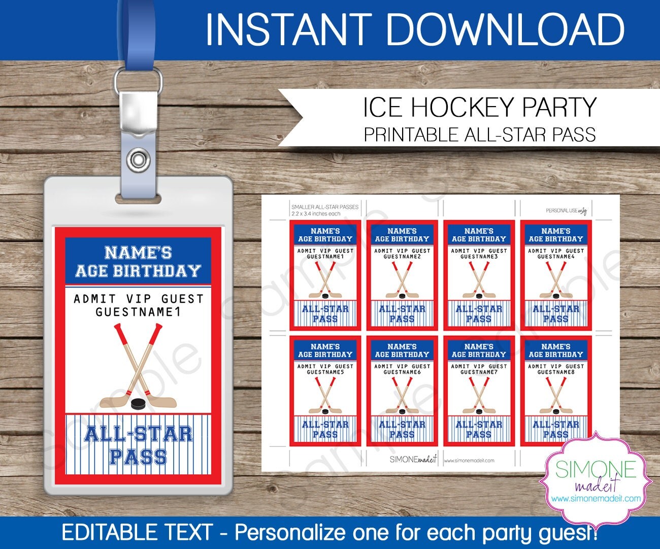 Hockey Party Invitations &amp; Decorations full Printable