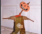 Fall Festival On Sale 25% Folk Art Whimsy Halloween Pumpkin Scarecrow Doll