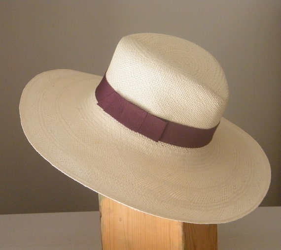 Items similar to Genuine White/Ivory Fedora panama hat, long brim straw