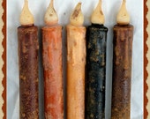 LED Taper Candles, Battery Operated Timered Candles, Grungy Primitive LED Lighting, 7" Flicker Candlesticks, Hand Dipped