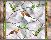 Stained Glass Window Panel  - Falling Leaves  Nature Series