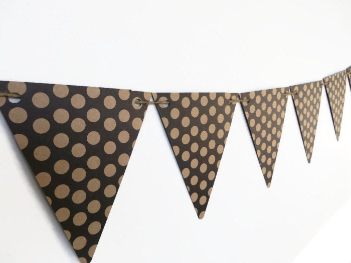 Kraft Paper Bunting Polka Dotted Banner Rustic Modern