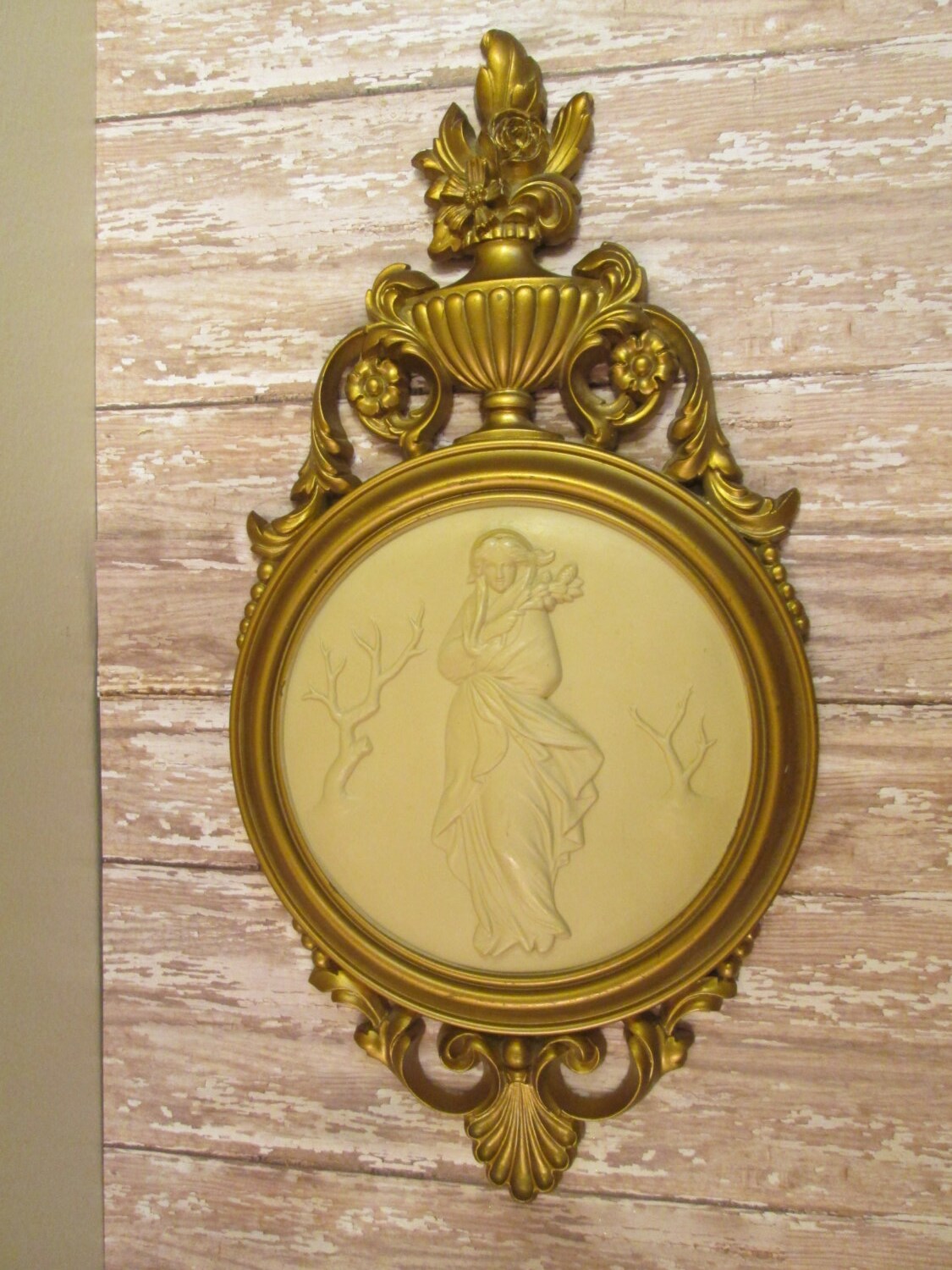 Syroco Goddess wall plaques vintage gold wall plaques Winter