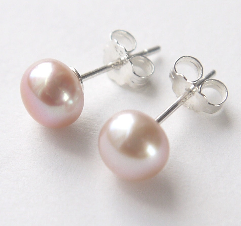 pink pearl earrings baby pink freshwater pearl sterling silver
