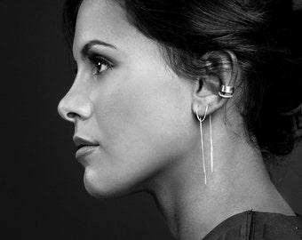 silver versatile threader chain earrings | F E M M E collection from Haley Lebeuf