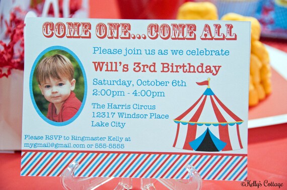 Circus Photo Birthday Party Invitation.... Custom, Printable, Digital Il_570xn