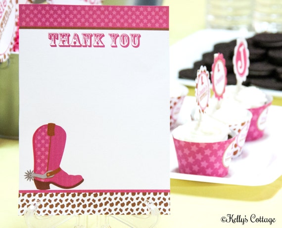 Cowgirl Birthday Party Thank You Notes (5 x 7), Instant Download, Printable, Digital Il_570xn