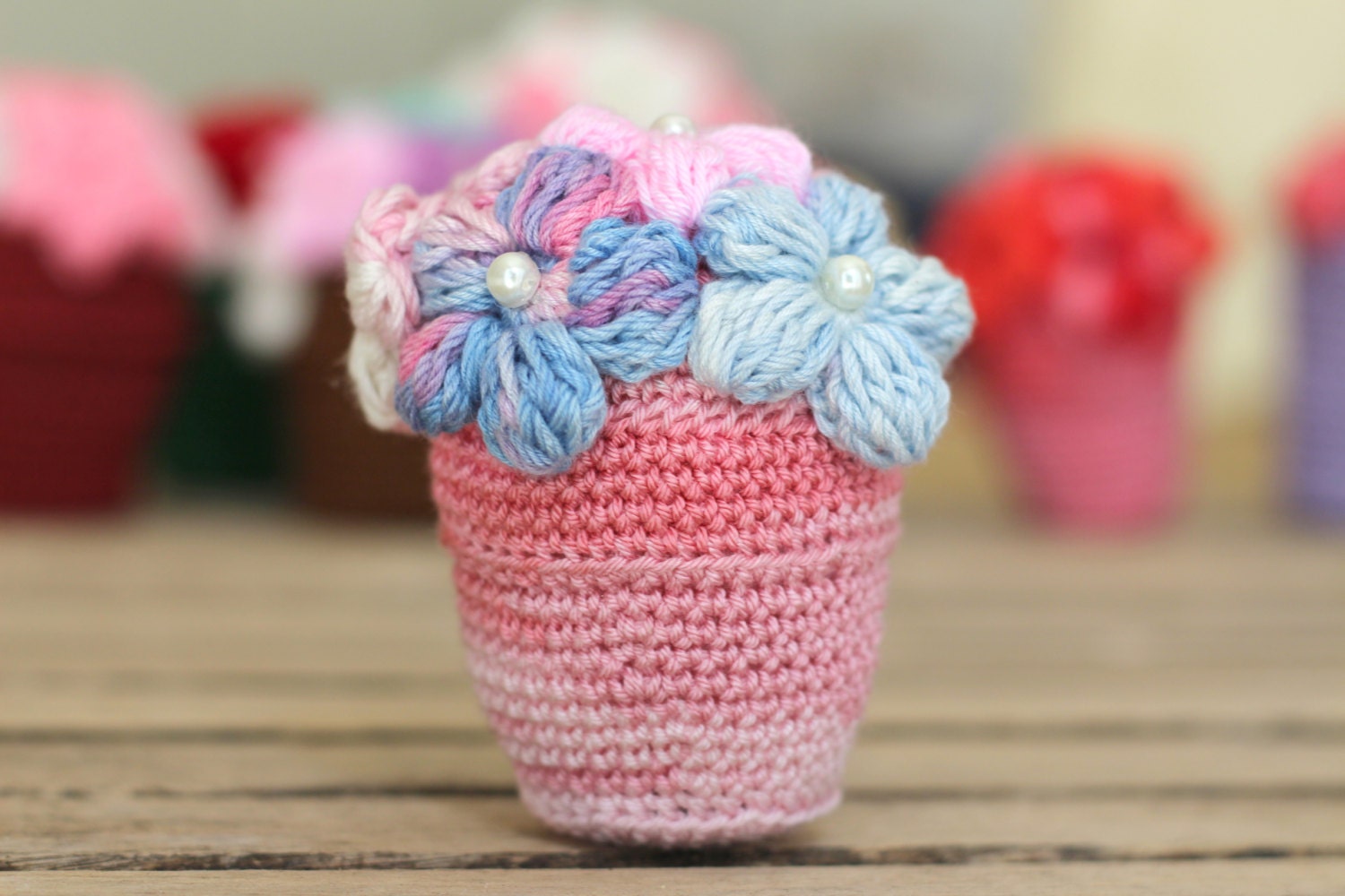 Crocheted flower Pot Pattern PDF Tutorial