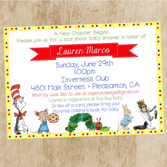 Children's Book Themed Baby Shower Invitation by jenleonardini