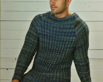 Mens Sweater PDF Knitting Pattern : Mans 32 - 34 and 36 - 38 inch chest ...