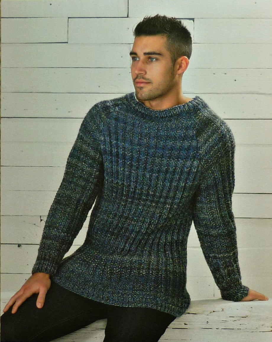 Mens Knitting Pattern W5734 Mens Long Sleeve Mock Fishermans