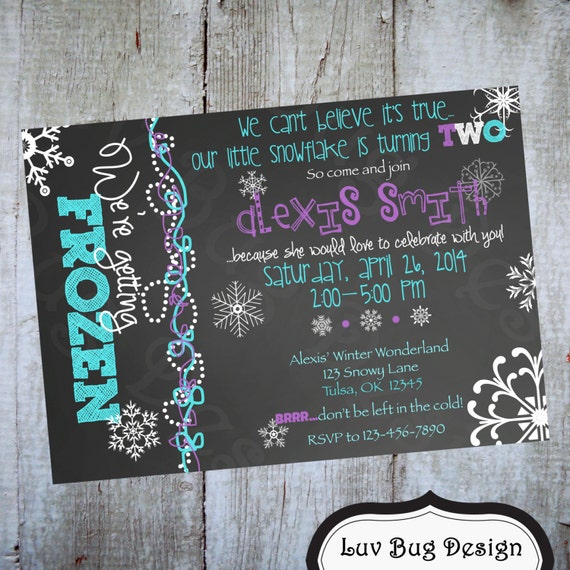 Snowflake Birthday Party printable Invite by luvbugdesign on Etsy