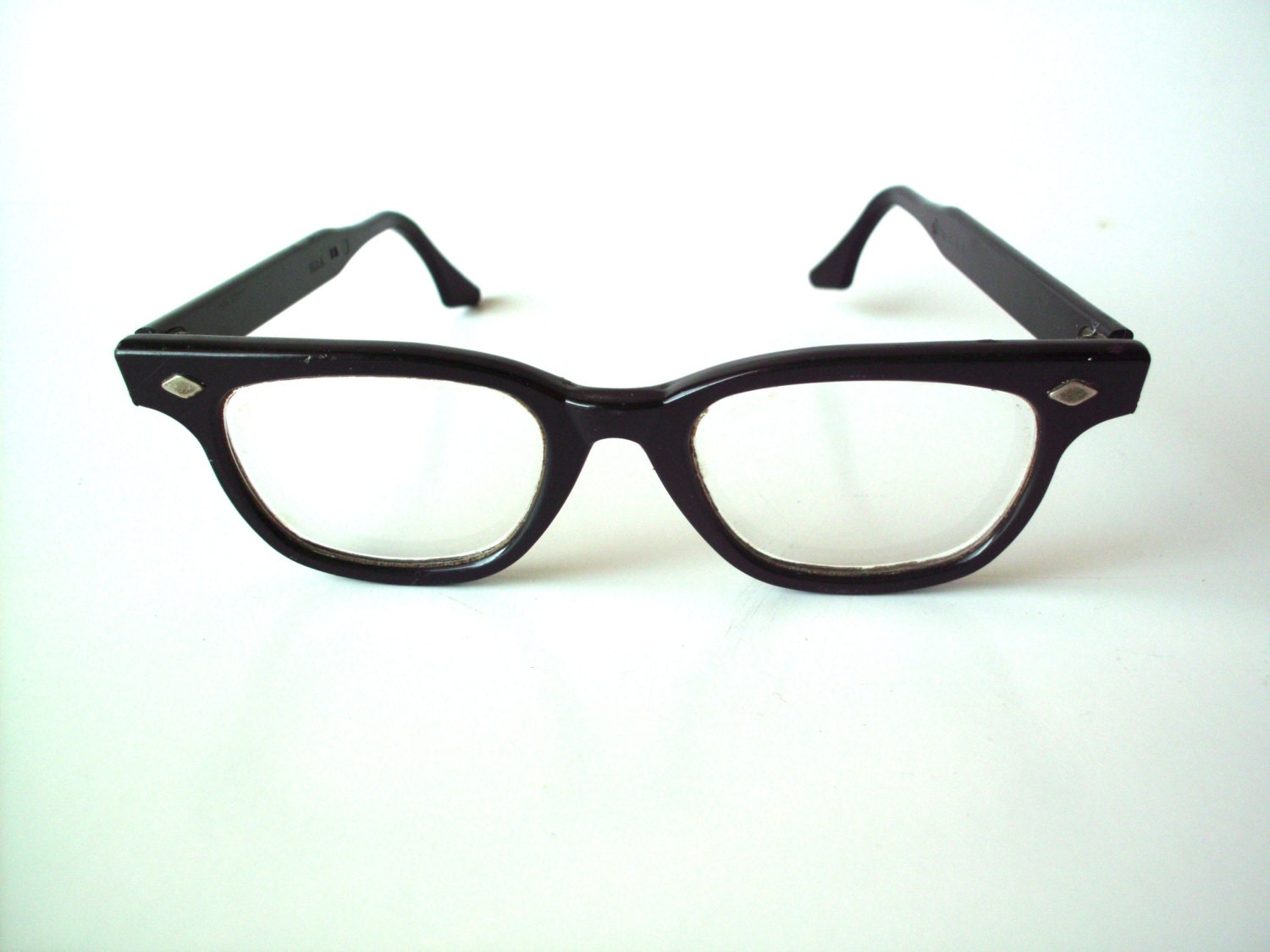 Small Vintage Black Horn Rim Eye Glasses, Safety Frames Haute Juice