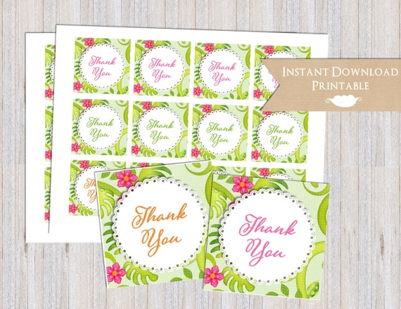 Tropical Hawaiian Hula Printable Thank You Favor Tags for Baby Shower ...