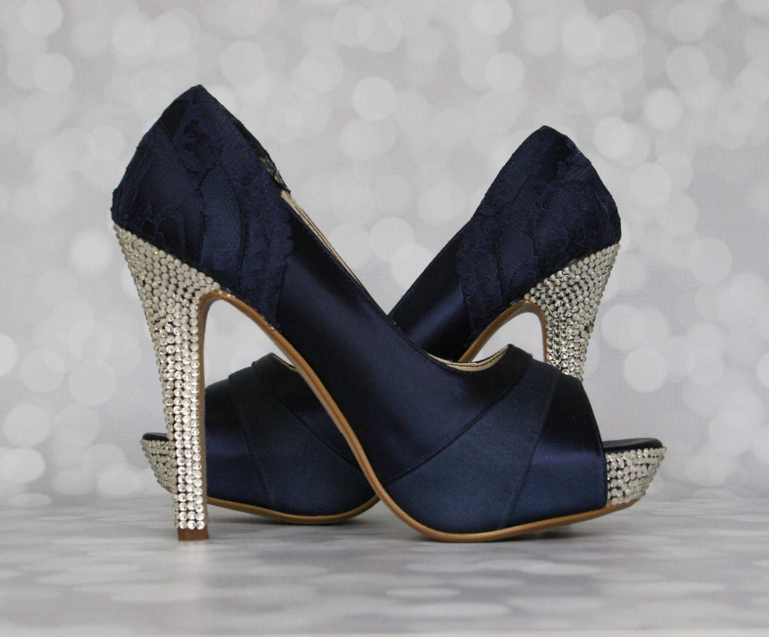 Custom Wedding Shoes Navy Blue Peep Toe Platform Wedding   Il Fullxfull.599315571 O836 