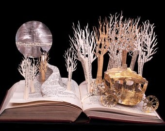 The Golden Carriage - 5x7 greeting card of an altered book sculpture fairytale