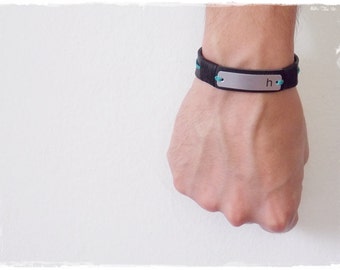 Couple's Bracelet, Personalized Leather Bracelet, Custom Name Bracelet, Leather Men's Bracelet, Greek Leather Bracelet, Best Friend Bracelet