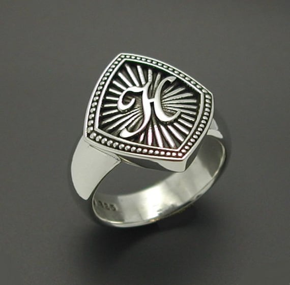 Monogrammed Ladies Sterling Silver Ring