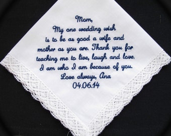 Mother of the Bride Embroidered Wedding Handkerchief